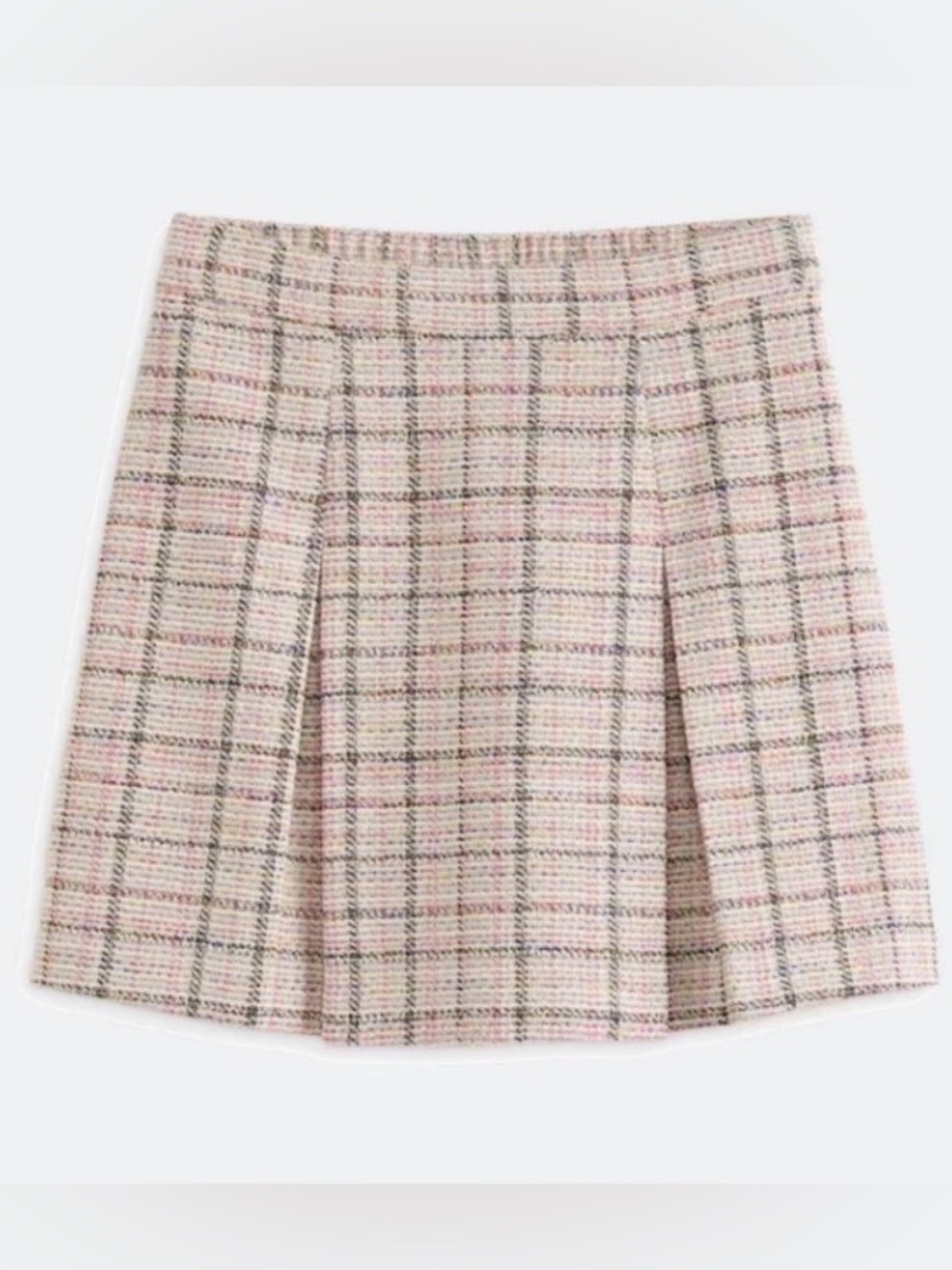 41 Hawthorn Pink Plaid Pleated Tweed Mini Skirt NWT